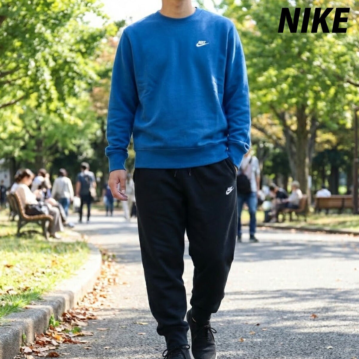 ナイキ クラブフレンチテリー スウェット 上下 セットアップ メンズ ブランド NIKE クルーネック トレーナー ジョガーパンツ 裏毛 ワンポイント FN3889 476 青 ブルー 新作 上下セット 大きいサイズ 有 スポーツウェア トレーニングウェア スポーツ おしゃれ - 【公式】限定ジャージのタケスポ（Limited jersey takespo）