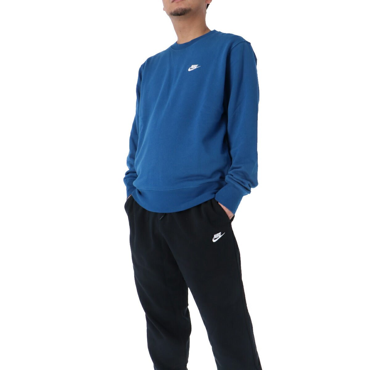 ナイキ クラブフレンチテリー スウェット 上下 セットアップ メンズ ブランド NIKE クルーネック トレーナー ジョガーパンツ 裏毛 ワンポイント FN3889 476 青 ブルー 新作 上下セット 大きいサイズ 有 スポーツウェア トレーニングウェア スポーツ おしゃれ - 【公式】限定ジャージのタケスポ（Limited jersey takespo）