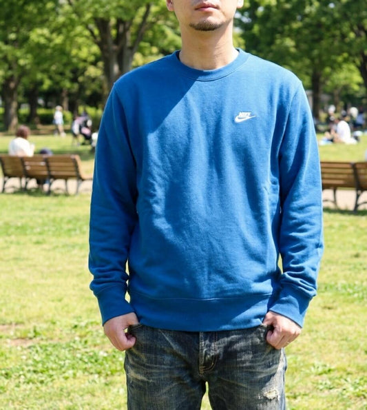 ナイキ トレーナー スウェット クラブ フレンチテリー スウェットシャツ メンズ ブランド クルーネック NIKE ワンポイント FN3889 476 青 ブルー 新作 大きいサイズ 有 スポーツウェア トレーニングウェア スポーツ おしゃれ - 【公式】限定ジャージのタケスポ（Limited jersey takespo）