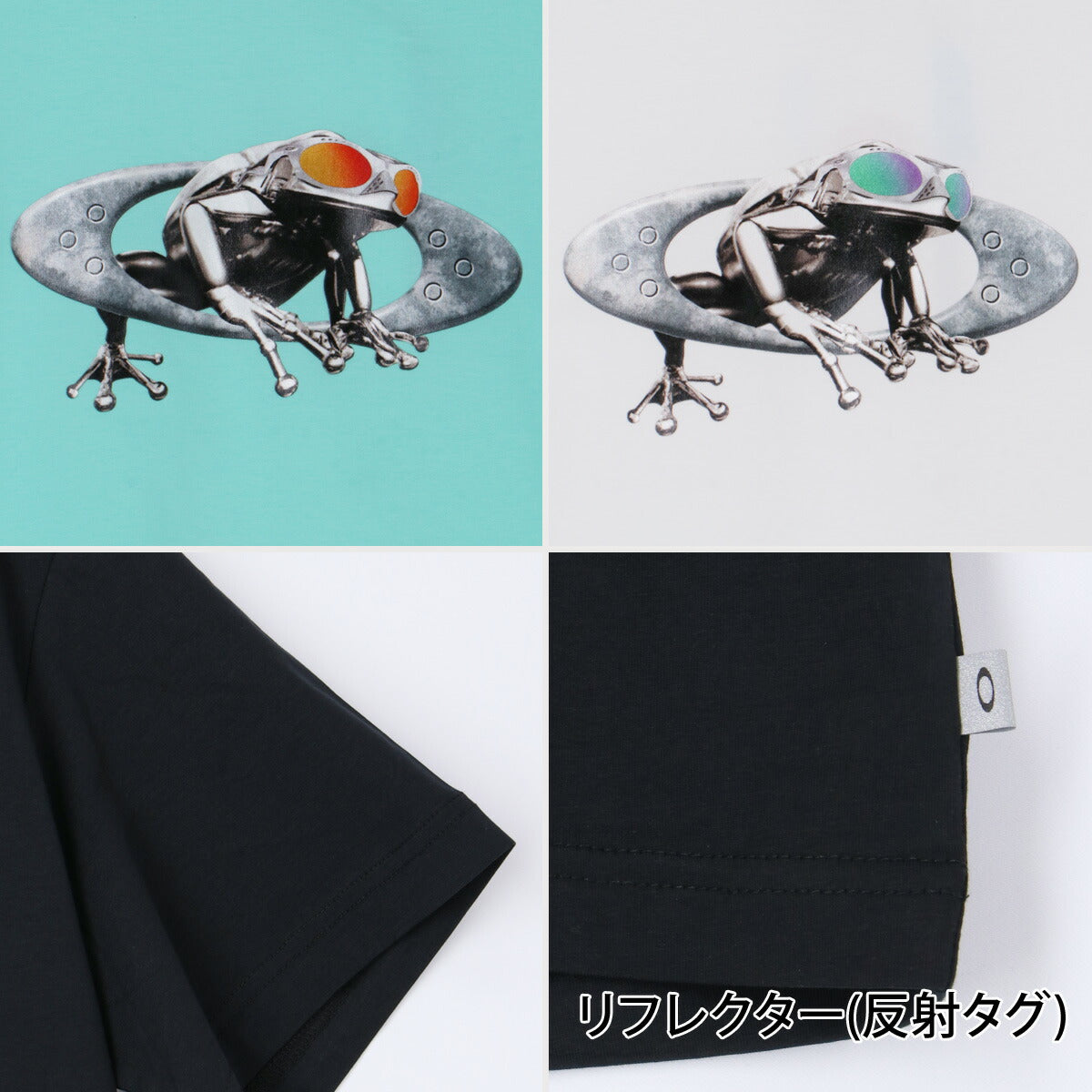 オークリー Tシャツ ジュニア ブラック ホワイト グリーン FOA408977