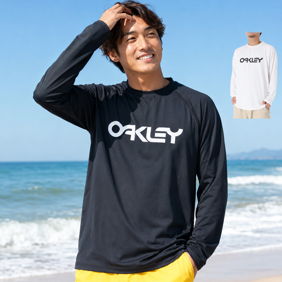 オークリー ラッシュガード メンズ ブランド OAKLEY 水陸両用 吸汗 速乾 吸水 ドライ ストレッチ UVカット 白 長袖 ロンT FOA409100 ブラック ホワイト 新作 大きいサイズ 有 スポーツウェア トレーニングウェア