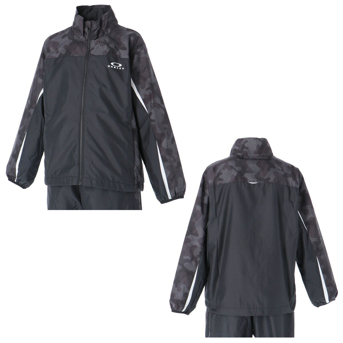 オークリー ウインドブレーカー 上下 セットアップ ジュニア ブランド OAKLEY 裏起毛 トリコット はっ水 撥水 UVカット 防風 保温 リフレクター 黒 白 FOA409457 ブラック ホワイト グリーン 上下セット 男