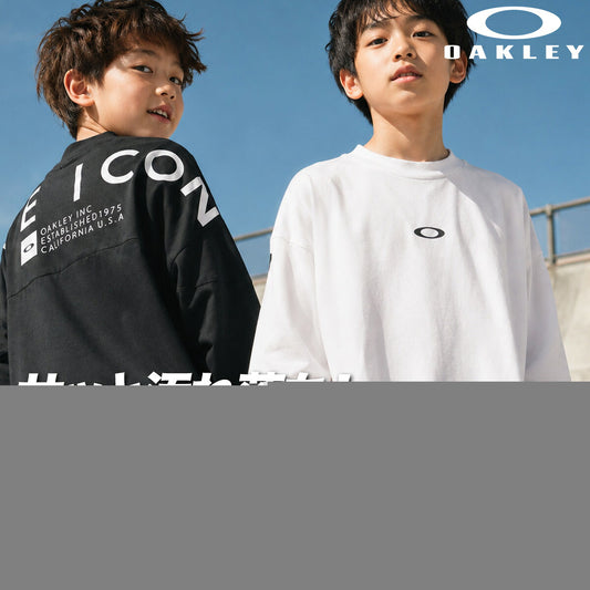 ロンT 長袖Tシャツ キッズ オークリー スポーツ ブランド Tシャツ ロンティー ロングTシャツ ジュニア 長袖 OAKLEY バックプリント 白 黒 防汚 UVカット ストレッチ 吸汗 速乾 ドライ FOA409464 ブラック