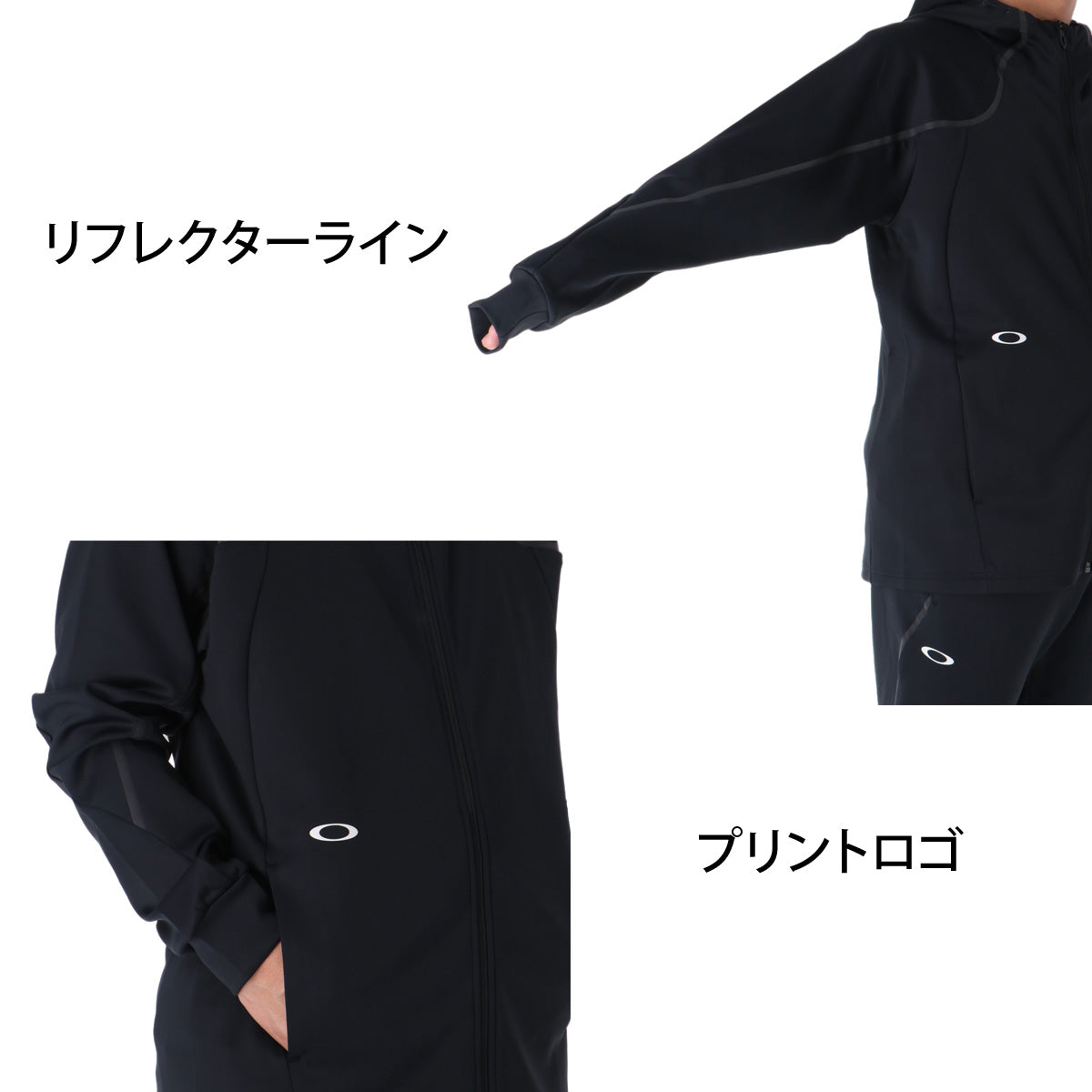 オークリー ジャージ上下 ジャージ 上下 セットアップ メンズ ブランド OAKLEY バックプリント フード付き フーディ 吸汗 速乾 ドライ UVカット ストレッチ 白 黒 FOA409475 ブラック ホワイト ブルー グレー