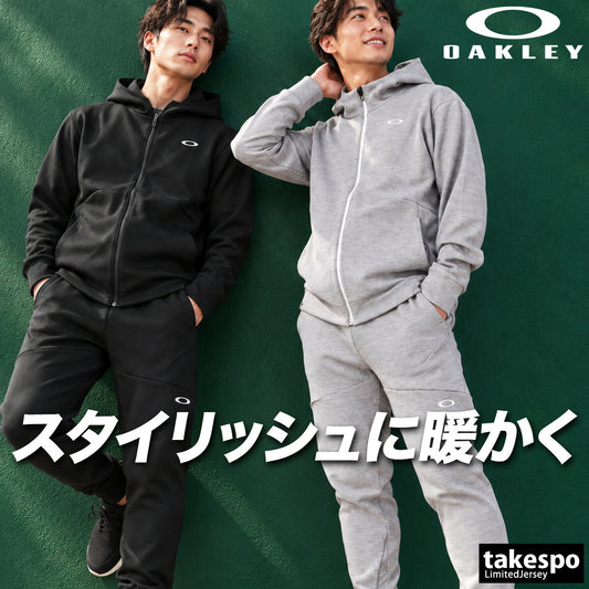 オークリー スウェット 上下 セットアップ メンズ ブランド OAKLEY フード付き フーディ フルジップ 黒 フリース 保温 吸汗 速乾 ドライ UVカット ストレッチ FOA409480 ブラック グレー 上下セット