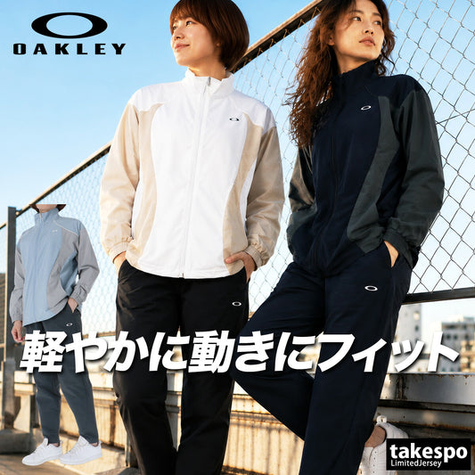オークリー ウインドブレーカー 上下 セットアップ レディース ブランド OAKLEY ストレッチ 接触冷感 UVカット フルジップ 軽量 黒 FOA500967 ブラック ホワイト ブルー 新作 上下セット かわいい 大きいサイズ 