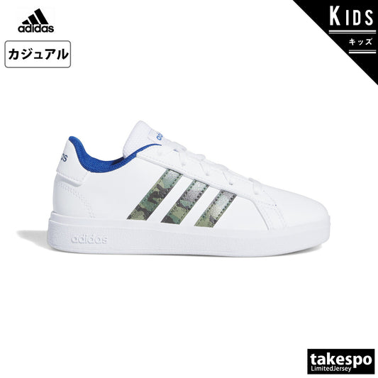 アディダス GRAND COURT 2.0 K グランドコート ライフスタイル テニス レースアップ シューズ ジュニア ブランド スニーカー adidas カジュアル 運動会 10003388 GV6796 白 ホワイト 男 女の子 キッズ 