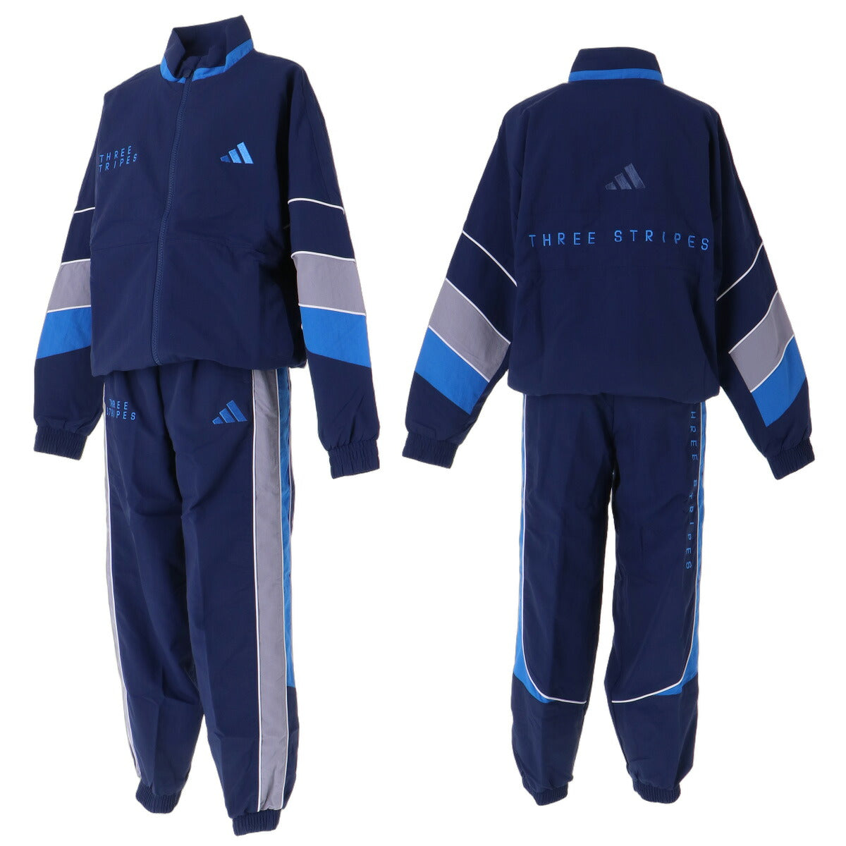 アディダス ウインドブレーカー 上下 セットアップ ジュニア ブランド adidas フルジップ 3ストライプス スリーストライプス 裏トリコット H2348 ネイビー 上下セット 男 女の子 キッズ スポーツウェア
