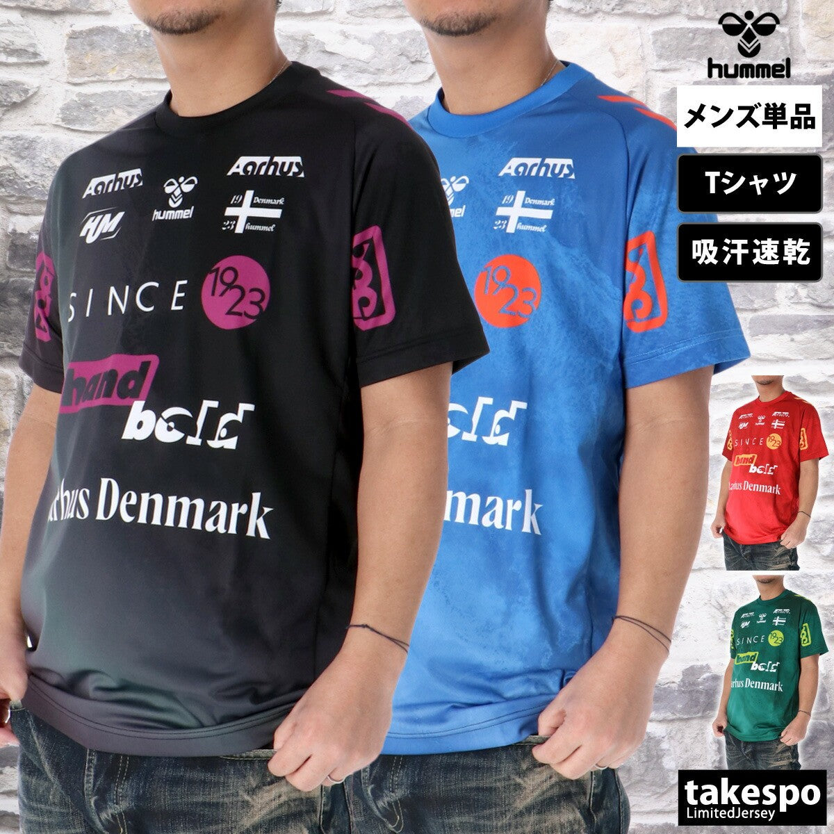 ヒュンメル Tシャツ メンズ ユーロロゴ ブラック レッド グリーン ブルー HAP1216