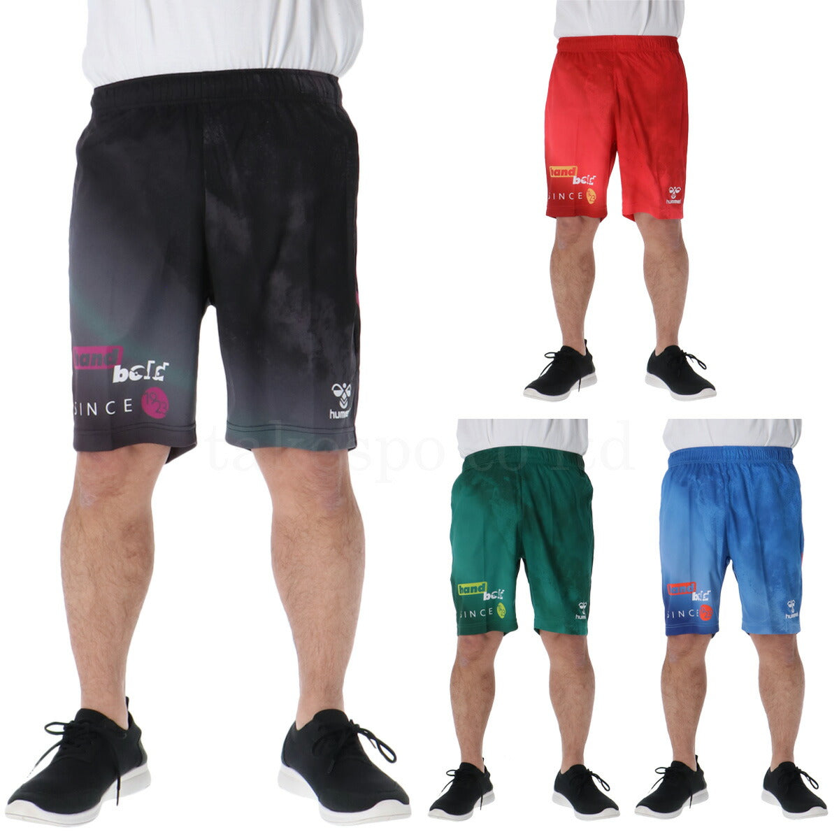 ヒュンメル ハーフパンツ メンズ ユーロロゴ ブラック レッド グリーン ブルー HAP2138P