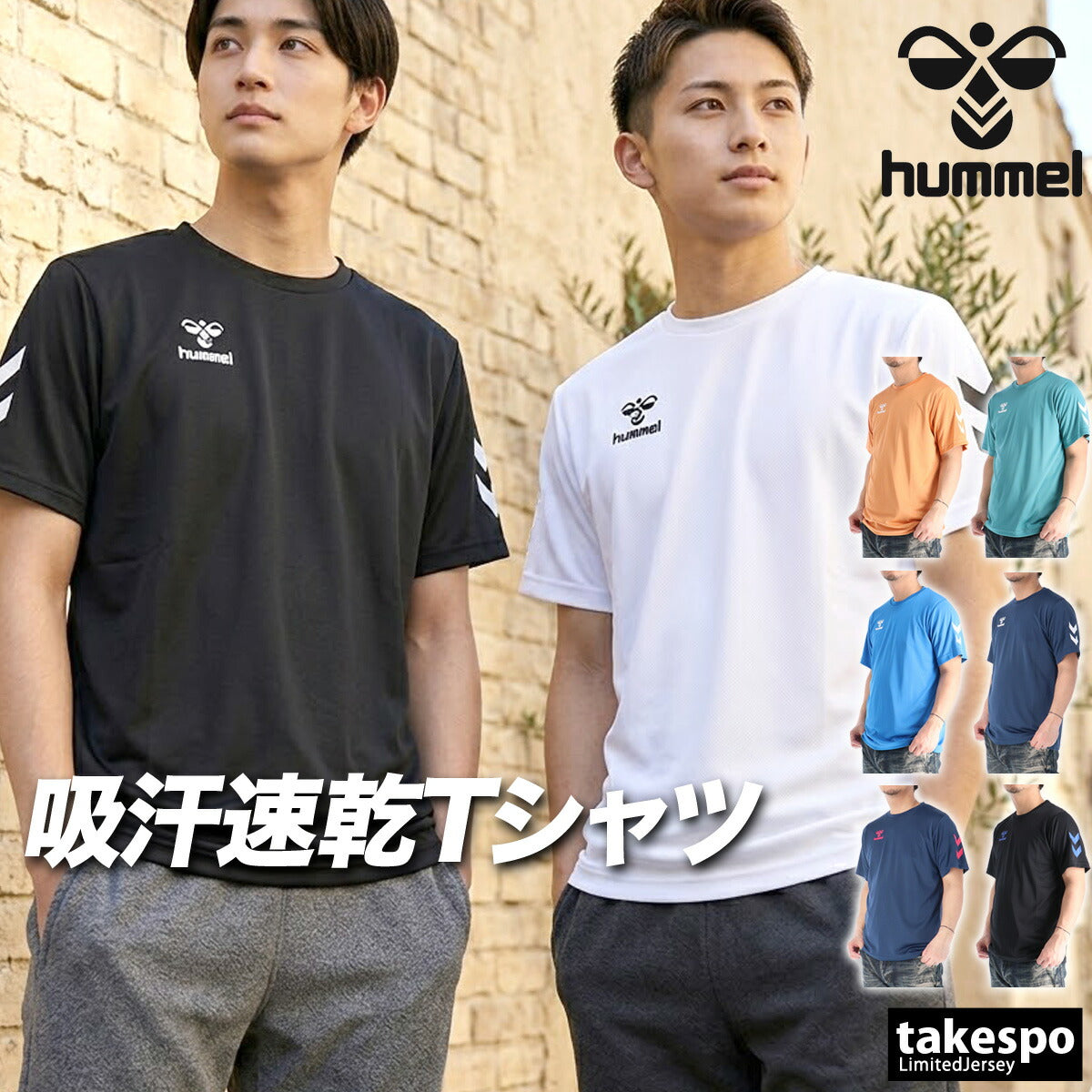 ヒュンメル Tシャツ メンズ ホワイト ブラック オレンジ グリーン ブルー ネイビー HAY2147