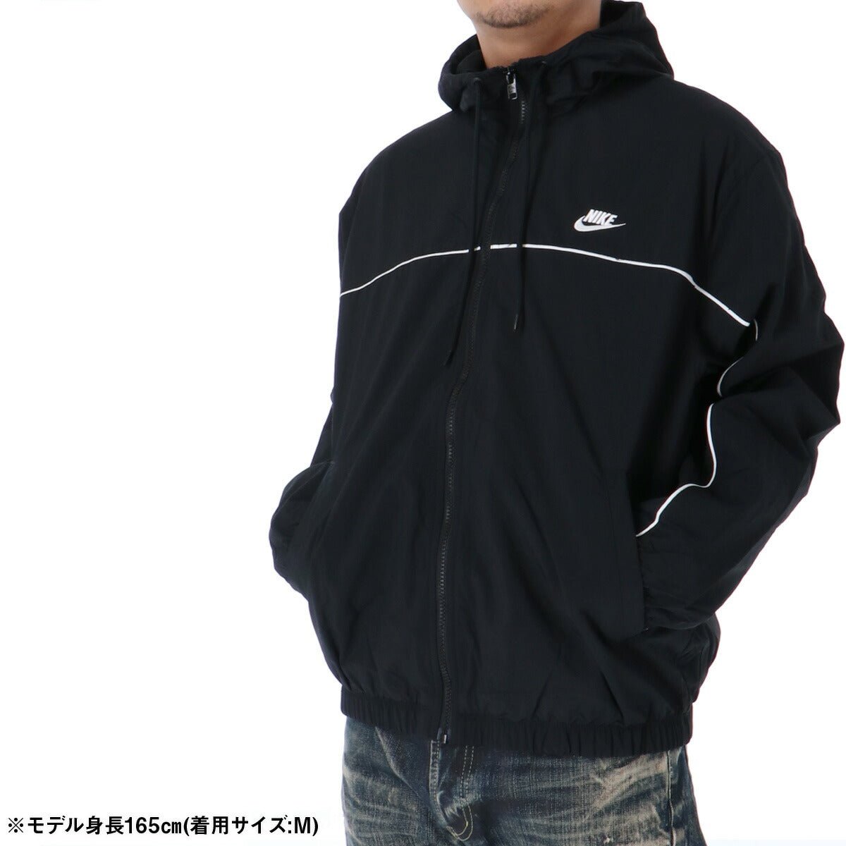 ナイキ クラブ ウインドジャケット メンズ ブランド NIKE フード付き フーディ バックプリント付き 裏メッシュ 裏地付き フルジップ HJ2013 010 黒 ブラック 新作 ウーブン woven 大きいサイズ 有 スポーツウェア トレーニングウェア スポーツ おしゃれ - 【公式】限定ジャージのタケスポ（Limited jersey takespo）