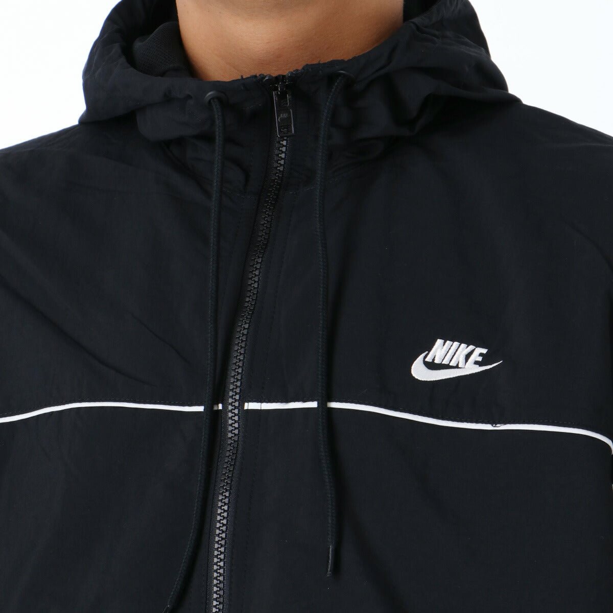 ナイキ クラブ ウインドジャケット メンズ ブランド NIKE フード付き フーディ バックプリント付き 裏メッシュ 裏地付き フルジップ HJ2013 010 黒 ブラック 新作 ウーブン woven 大きいサイズ 有 スポーツウェア トレーニングウェア スポーツ おしゃれ - 【公式】限定ジャージのタケスポ（Limited jersey takespo）