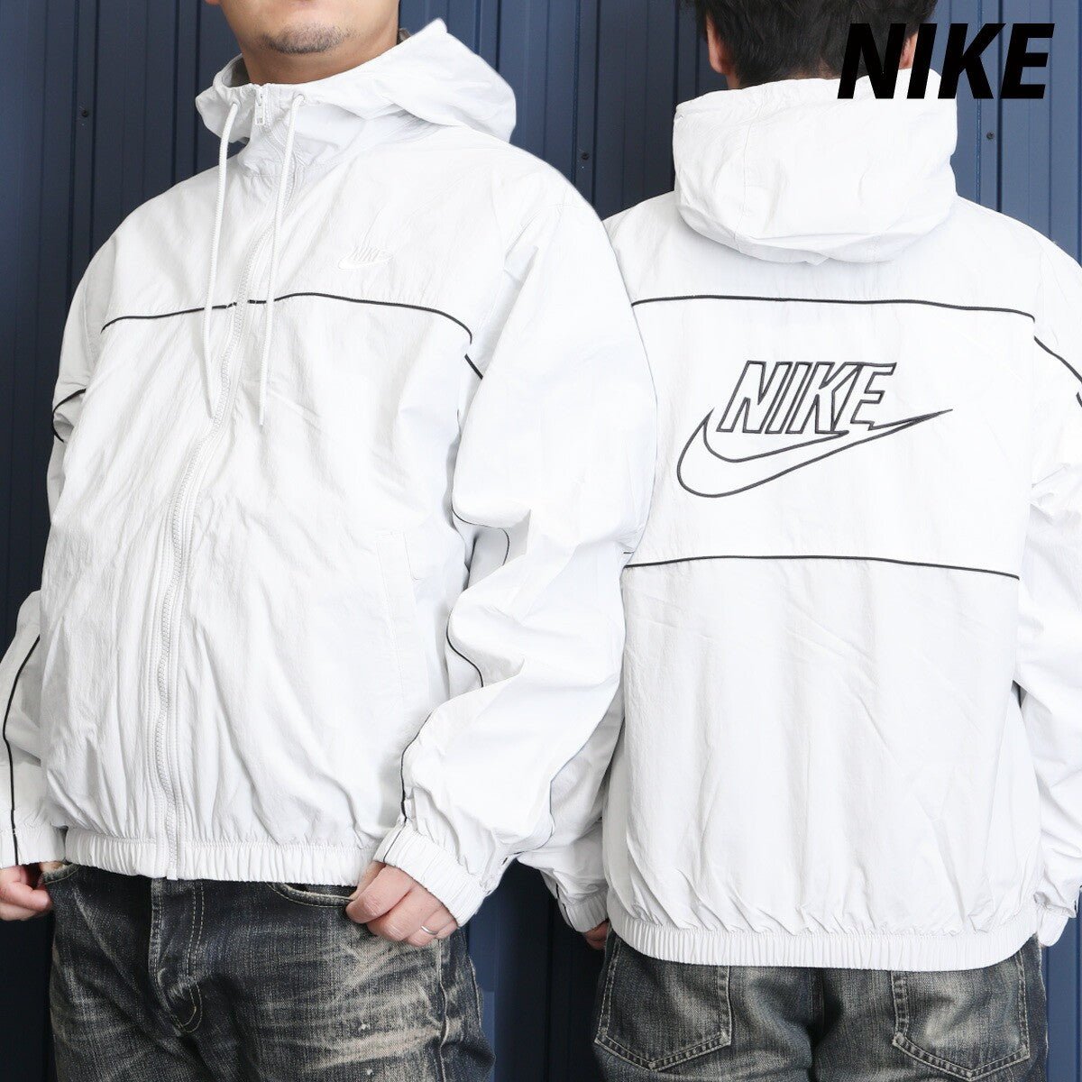 ナイキ クラブ ウインドジャケット メンズ ブランド NIKE フード付き フーディ バックプリント付き 裏メッシュ 裏地付き フルジップ HJ2013 025 灰色 グレー 新作 ウーブン woven 大きいサイズ 有 スポーツウェア トレーニングウェア スポーツ おしゃれ - 【公式】限定ジャージのタケスポ（Limited jersey takespo）