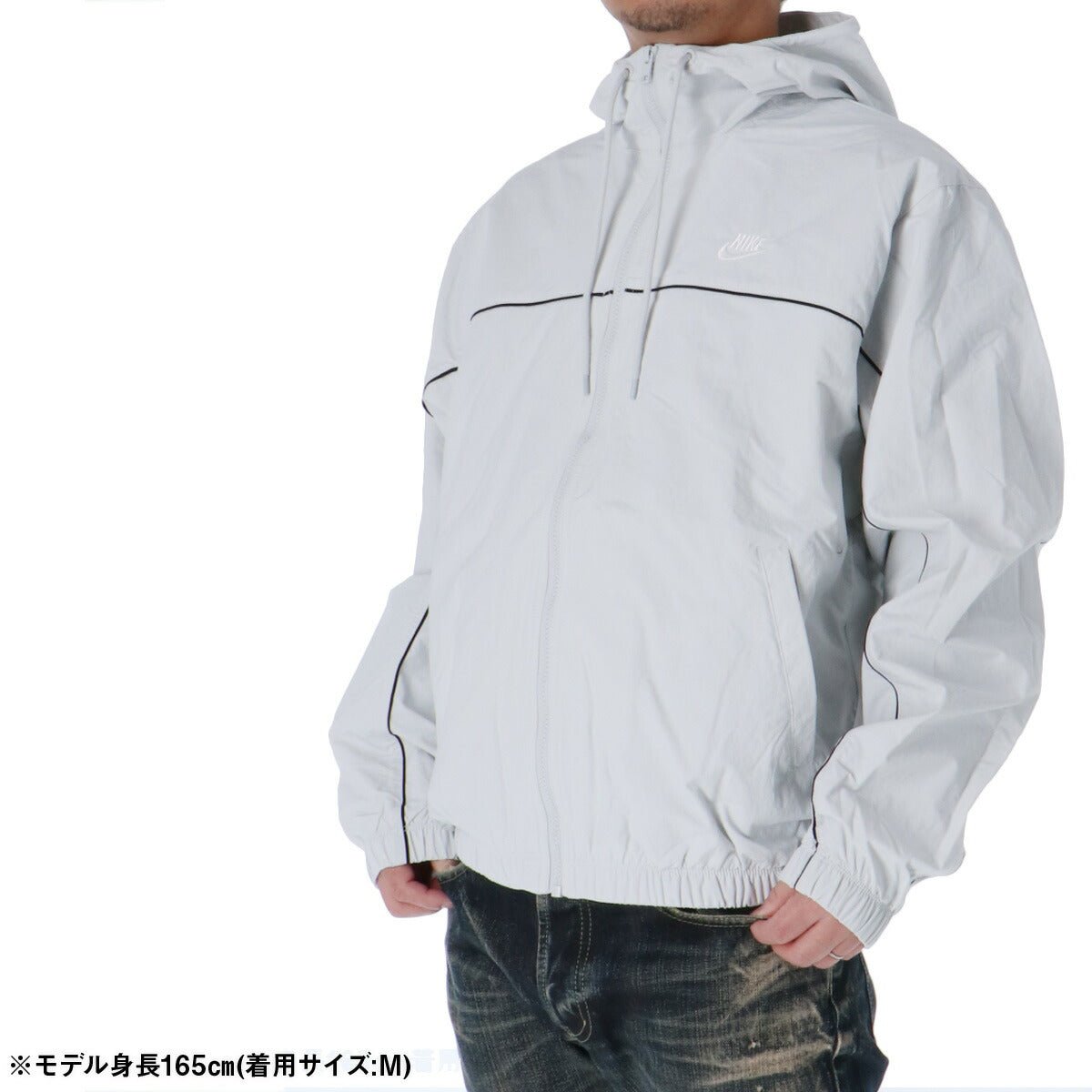 ナイキ クラブ ウインドジャケット メンズ ブランド NIKE フード付き フーディ バックプリント付き 裏メッシュ 裏地付き フルジップ HJ2013 025 灰色 グレー 新作 ウーブン woven 大きいサイズ 有 スポーツウェア トレーニングウェア スポーツ おしゃれ - 【公式】限定ジャージのタケスポ（Limited jersey takespo）