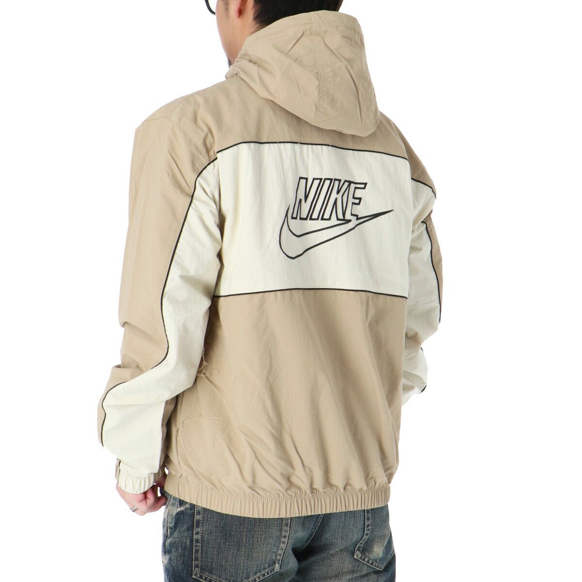 ナイキ クラブ ウインドジャケット メンズ ブランド NIKE フード付き フーディ バックプリント付き 裏メッシュ 裏地付き フルジップ HJ2013 298 薄茶色 ベージュ 新作 ウーブン woven 大きいサイズ 有 スポーツウェア トレーニングウェア スポーツ おしゃれ - 【公式】限定ジャージのタケスポ（Limited jersey takespo）