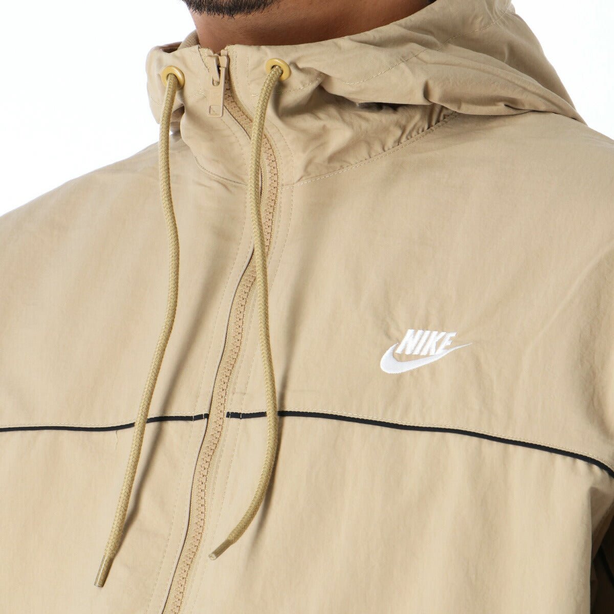 ナイキ クラブ ウインドジャケット メンズ ブランド NIKE フード付き フーディ バックプリント付き 裏メッシュ 裏地付き フルジップ HJ2013 298 薄茶色 ベージュ 新作 ウーブン woven 大きいサイズ 有 スポーツウェア トレーニングウェア スポーツ おしゃれ - 【公式】限定ジャージのタケスポ（Limited jersey takespo）