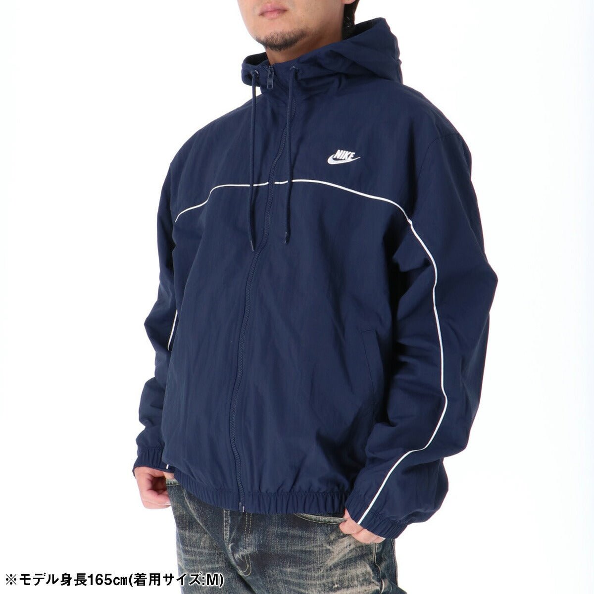 ナイキ クラブ ウインドジャケット メンズ ブランド NIKE フード付き フーディ バックプリント付き 裏メッシュ 裏地付き フルジップ HJ2013 451 紺 ネイビー 新作 ウーブン woven 大きいサイズ 有 スポーツウェア トレーニングウェア スポーツ おしゃれ - 【公式】限定ジャージのタケスポ（Limited jersey takespo）