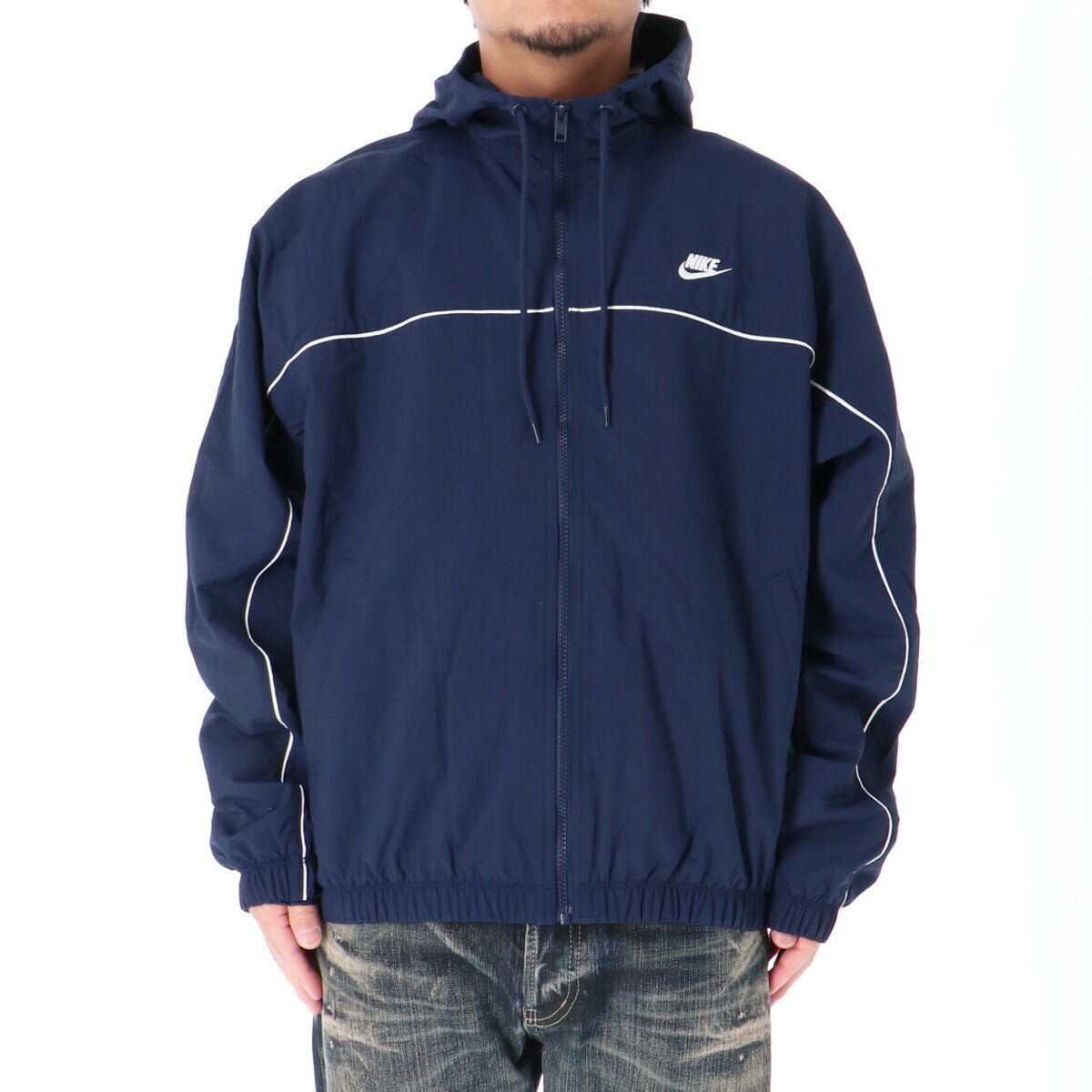 ナイキ クラブ ウインドジャケット メンズ ブランド NIKE フード付き フーディ バックプリント付き 裏メッシュ 裏地付き フルジップ HJ2013 451 紺 ネイビー 新作 ウーブン woven 大きいサイズ 有 スポーツウェア トレーニングウェア スポーツ おしゃれ - 【公式】限定ジャージのタケスポ（Limited jersey takespo）