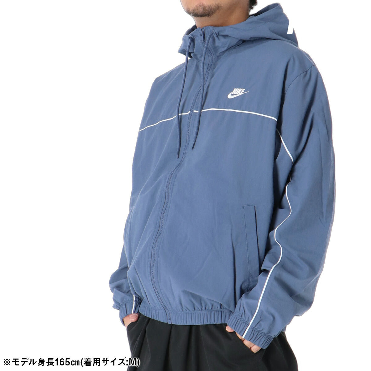 ナイキ クラブ ウインドジャケット メンズ ブランド NIKE フード付き フーディ バックプリント付き 裏メッシュ 裏地付き フルジップ HJ2013 491 紺 ネイビー 新作 ウーブン woven 大きいサイズ 有 スポーツウェア