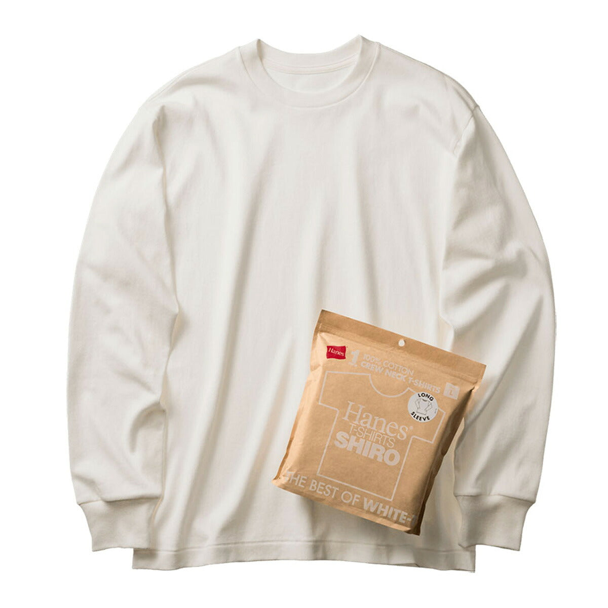 ロンT 長袖Tシャツ メンズ ブランド ヘインズ スポーツ Tシャツ ロンティー ロングTシャツ 長袖 Hanes SHIRO XXL 無地 白 コットン100% 綿100% 大きいサイズ パックT HM4D201L ホワイト 有