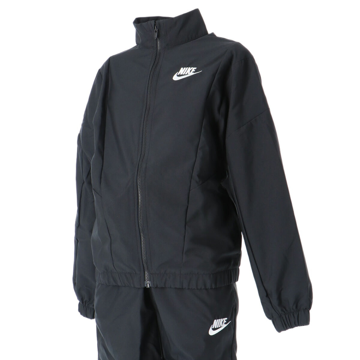 ナイキ YTH NSW ウインドブレーカー 上下 セットアップ ジュニア ブランド NIKE フルジップ 黒 ワンポイント フードなし HQ9314 011 ブラック 上下セット ウーブン woven 男 女の子 キッズ スポーツウェア