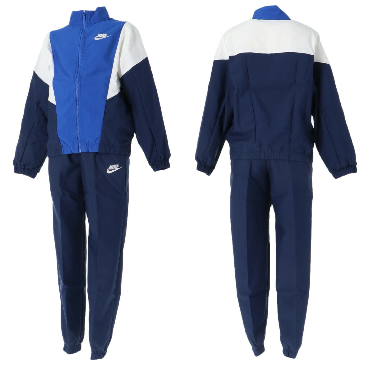 ナイキ YTH NSW ウインドブレーカー 上下 セットアップ ジュニア ブランド NIKE フルジップ 黒 ワンポイント フードなし HQ9314 410 紺 ネイビー 上下セット ウーブン woven 男 女の子 キッズ スポーツウェア
