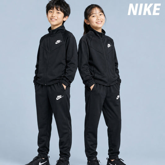 ナイキ ジャージ上下 ジャージ 上下 セットアップ ジュニア ブランド NIKE フルジップ 裏起毛 トラックスーツ HQ9315 010 黒 ブラック 新作 上下セット 男 女の子 キッズ スポーツウェア トレーニングウェア