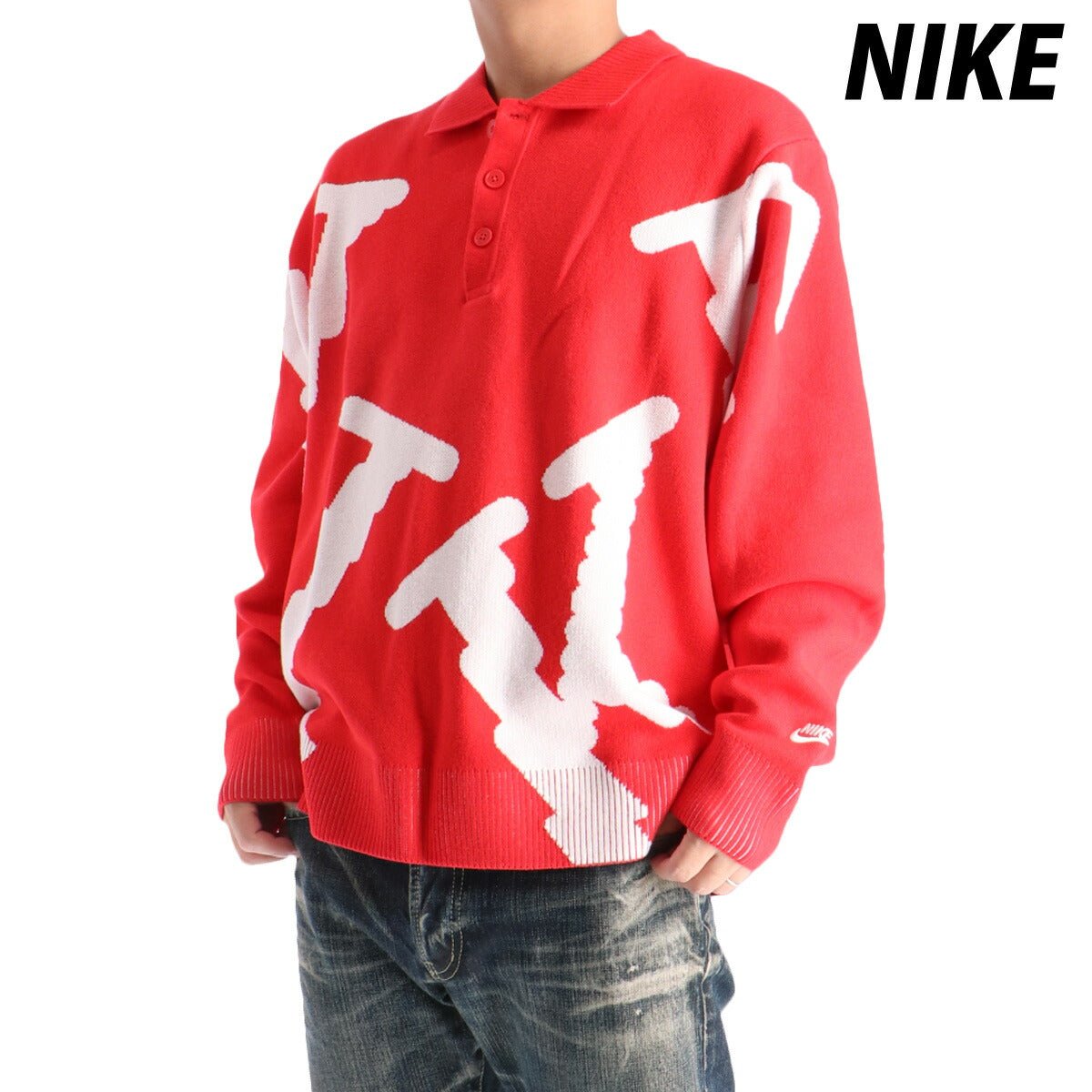 ナイキ クラブ セーター メンズ ブランド NIKE ラグビー ビッグロゴ ニット ゆったり えり付 HV1437 657 あす楽 赤 レッド 新作 大きいサイズ 有 スポーツウェア トレーニングウェア スポーツ おしゃれ - 【公式】限定ジャージのタケスポ（Limited jersey takespo）