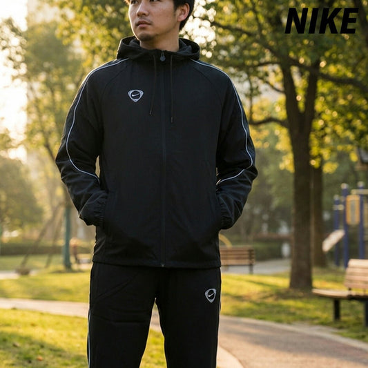 ナイキ アカデミー ウインドブレーカー 上下 セットアップ メンズ ブランド NIKE フード付き フーディ 裏メッシュ 裏地付き フルジップ はっ水 撥水 HV3582 010 黒 ブラック 上下セット ウーブン woven 大きいサイズ 有 スポーツウェア トレーニングウェア スポーツ おしゃれ - 【公式】限定ジャージのタケスポ（Limited jersey takespo）