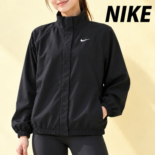 ナイキ Dri-FIT ウインドジャケット レディース ブランド NIKE フルジップ ゆったり ワンポイント 軽量 黒 吸汗 速乾 ドライ IB8984 010 ブラック ウィメンズ ウーブン woven かわいい 大きいサイズ 有 トップス