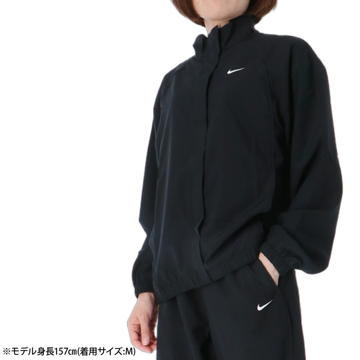 ナイキ Dri-FIT ウインドジャケット レディース ブランド NIKE フルジップ ゆったり ワンポイント 軽量 黒 吸汗 速乾 ドライ IB8984 010 ブラック ウィメンズ ウーブン woven かわいい 大きいサイズ 有 トップス