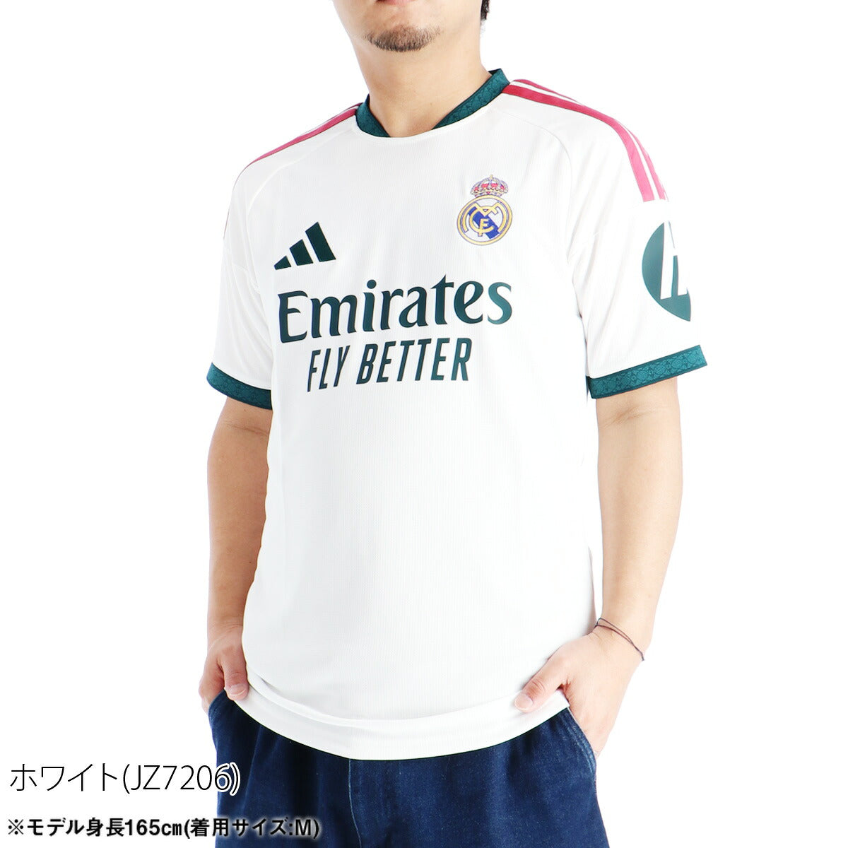 アディダス レアル・マドリード ホーム レプリカユニフォーム メンズ ブランド adidas 半袖 ストライプ サッカー 3ストライプス スリーストライプス 吸汗 速乾 吸水 ドライ ID019 ホワイト 大きいサイズ 有