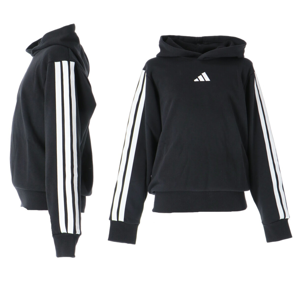 アディダス パーカー スウェット フーディ エッセンシャルズ スウェットパーカー ジュニア ブランド プルオーバー adidas フード付き 裏毛 3ストライプス スリーストライプス 黒 IE473 ブラック グレー 男 女の子