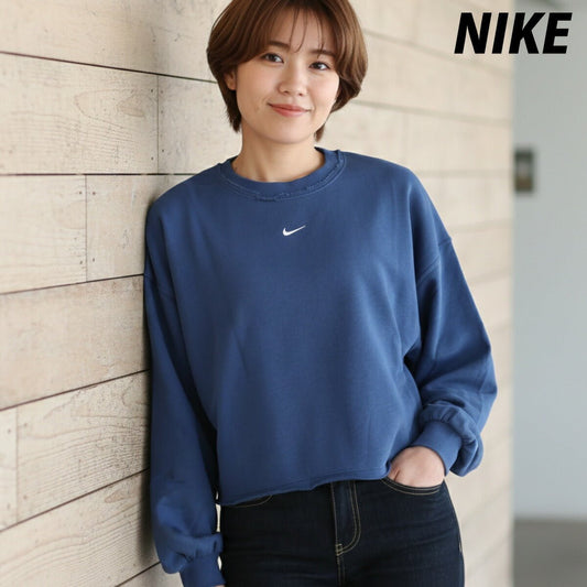 ナイキ トレーナー スウェット フレンチテリー スウェットシャツ レディース ブランド クルーネック スエット NIKE 裏毛 IF0229 461 紺 ネイビー 新作 ウィメンズ かわいい 大きいサイズ 有 トップス ウォーキング ウェア スポーツウェア トレーニングウェア スポーツ おしゃれ - 【公式】限定ジャージのタケスポ（Limited jersey takespo）