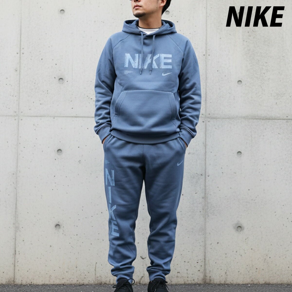 ナイキ スウェット 上下 セットアップ メンズ ブランド NIKE 裏起毛 フード付き フーディ プルオーバー ビッグロゴ スエット IF2193 491 青 ブルー 新作 上下セット 大きいサイズ 有 スポーツウェア トレーニングウェア スポーツ おしゃれ - 【公式】限定ジャージのタケスポ（Limited jersey takespo）