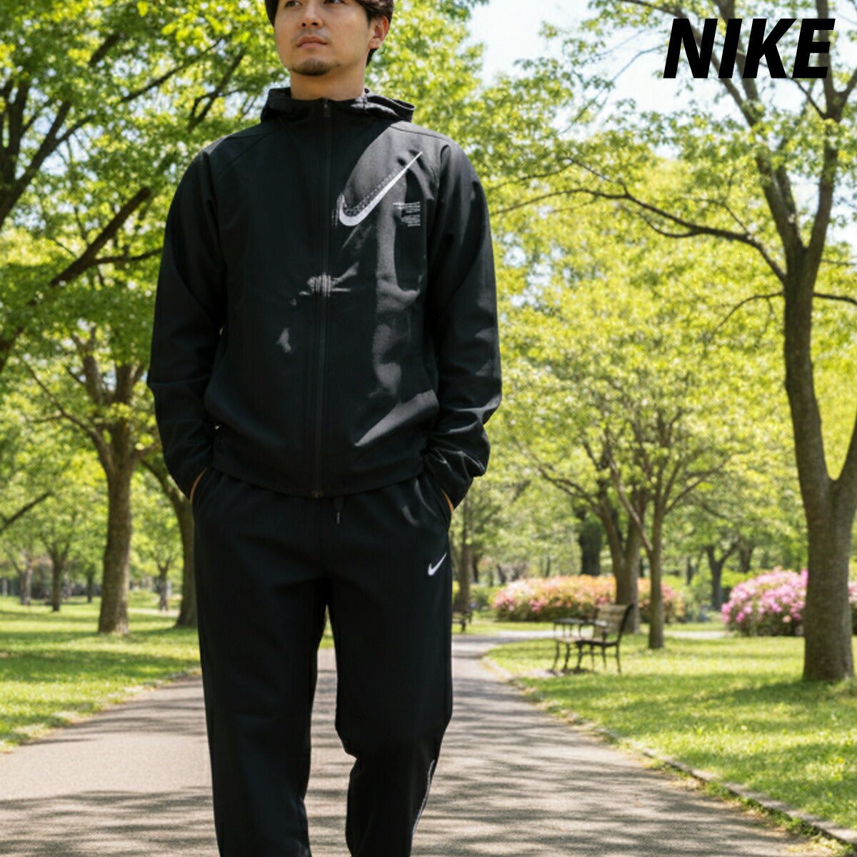ナイキ クロス薄手 ジャージ 上下 セットアップ メンズ ブランド NIKE 速乾 吸水 吸汗 ドライ フード付き フーディ 軽量 IF2200 010 黒 ブラック 上下セット 大きいサイズ 有 スポーツウェア トレーニングウェア スポーツ おしゃれ - 【公式】限定ジャージのタケスポ（Limited jersey takespo）
