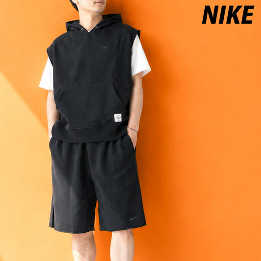 ナイキ スウェット 上下 セットアップ メンズ ブランド NIKE ノースリーブ ハーフパンツ 裏毛 フード付き フーディ IF2796 010 黒 ブラック 上下セット 大きいサイズ 有 スポーツウェア トレーニングウェア