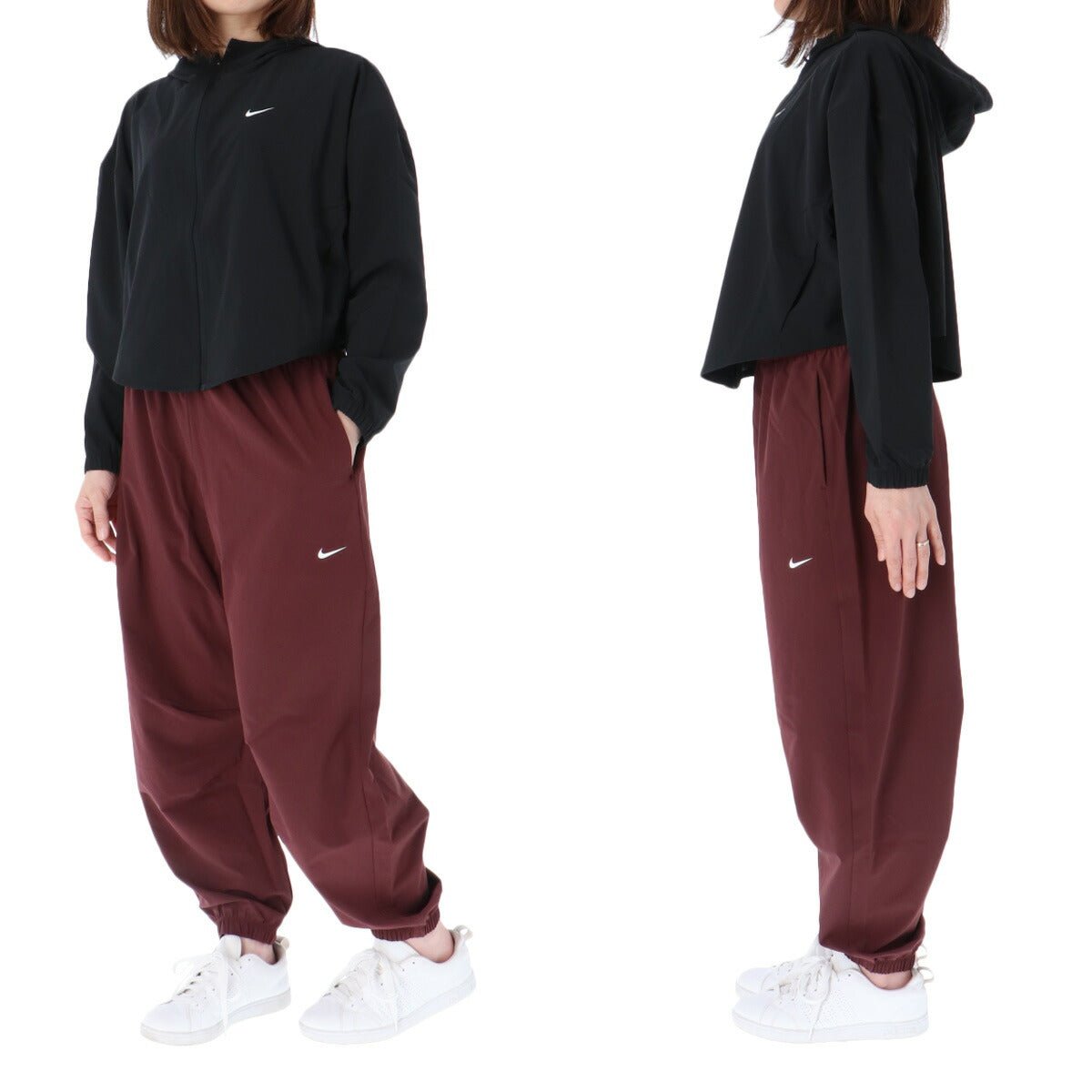 ナイキ ナイキワン ウインドブレーカー 上下 セットアップ レディース ブランド NIKE フード付き フーディ 薄手 軽量 クロップド丈 はっ水 撥水 IH8601 010 あす楽 黒 ブラック 新作 上下セット ウィメンズ ウーブン woven かわいい 大きいサイズ 有 ウォーキング ウェア スポーツウェア トレーニングウェア スポーツ おしゃれ - 【公式】限定ジャージのタケスポ（Limited jersey takespo）