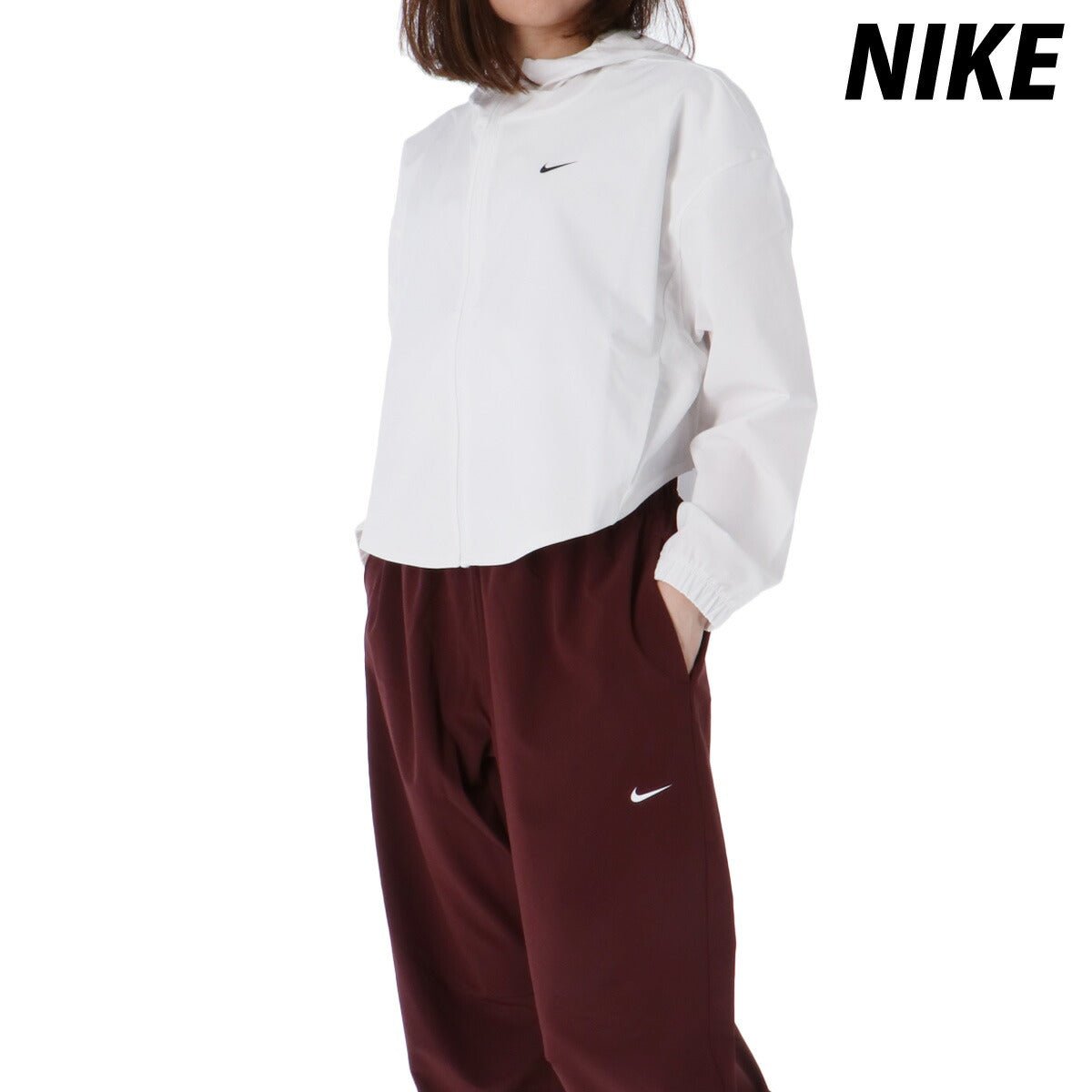 ナイキ ナイキワン ウインドブレーカー 上下 セットアップ レディース ブランド NIKE フード付き フーディ 薄手 軽量 クロップド丈 はっ水 撥水 IH8601 100 あす楽 白 ホワイト 新作 上下セット ウィメンズ ウーブン woven かわいい 大きいサイズ 有 ウォーキング ウェア スポーツウェア トレーニングウェア スポーツ おしゃれ - 【公式】限定ジャージのタケスポ（Limited jersey takespo）