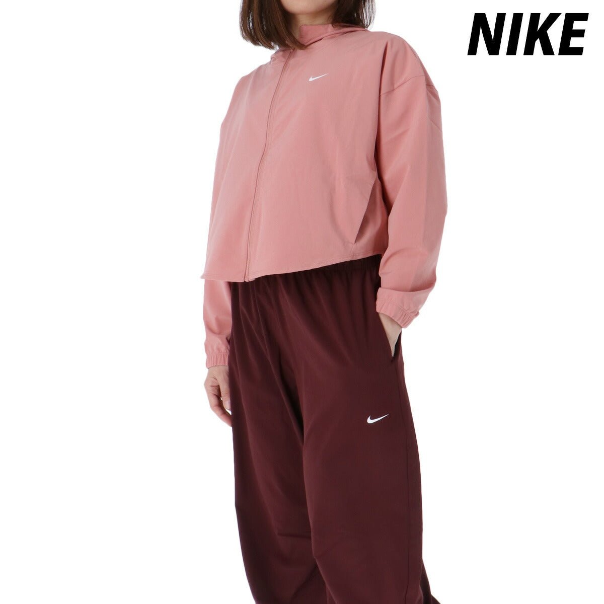 ナイキ ナイキワン ウインドブレーカー 上下 セットアップ レディース ブランド NIKE フード付き フーディ 薄手 軽量 クロップド丈 はっ水 撥水 IH8601 685 あす楽 桃色 ピンク 新作 上下セット ウィメンズ ウーブン woven かわいい 大きいサイズ 有 ウォーキング ウェア スポーツウェア トレーニングウェア スポーツ おしゃれ - 【公式】限定ジャージのタケスポ（Limited jersey takespo）