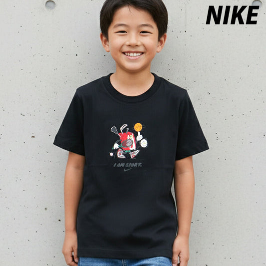 ナイキ 半袖 Tシャツ ジュニア ブランド NIKE コットン100 綿100 シューズボックス II0452 010 黒 ブラック 男 女の子 キッズ 男の子 スポーツウェア トレーニングウェア スポーツ おしゃれ - 【公式】限定ジャージのタケスポ（Limited jersey takespo）