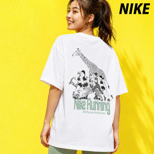 ナイキ 半袖 吸汗 速乾 吸水 Tシャツ レディース ブランド ドライ スポーツ NIKE バックプリント付き ゆったり アニマルズ II4485 133 白 ホワイト ウィメンズ かわいい 大きいサイズ 有 トップス ウォーキング 