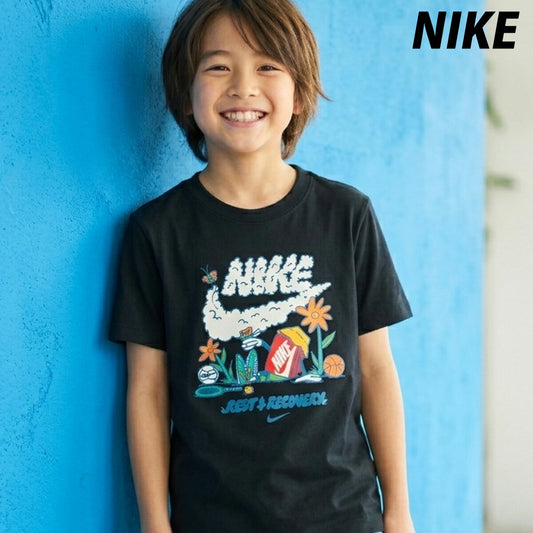 ナイキ 半袖 NSW Tシャツ ジュニア ブランド NIKE クルーネック コットン100 綿100 シューズボックス II9940 010 黒 ブラック 新作 男 女の子 キッズ 男の子 スポーツウェア トレーニングウェア スポーツ