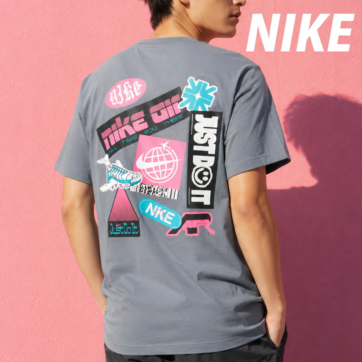 ナイキ 半袖 Tシャツ メンズ ブランド NIKE バックプリント付き コットン100 綿100 IM3730 065 3ds 灰色 グレー 大きいサイズ 有 スポーツウェア トレーニングウェア スポーツ おしゃれ