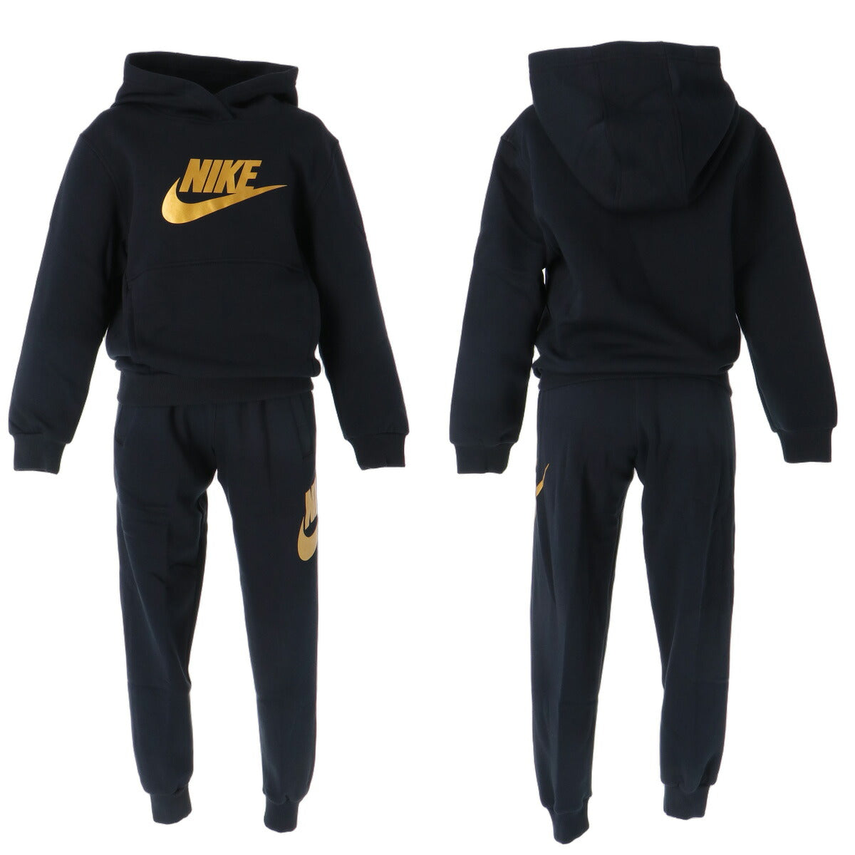 ナイキ クラブ フリース スウェット 上下 セットアップ ジュニア ブランド NIKE フード付き フーディ 裏起毛 プルオーバー IM4545 010 黒 ブラック 上下セット 男 女の子 キッズ スポーツウェア