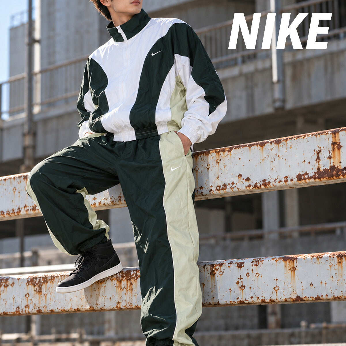 ナイキ ウインドブレーカー 上下 セットアップ メンズ ブランド NIKE フルジップ 吸汗 裏メッシュ 裏地付き IM5888 102 3ds 白 ホワイト 上下セット ウーブン woven 大きいサイズ 有 スポーツウェア