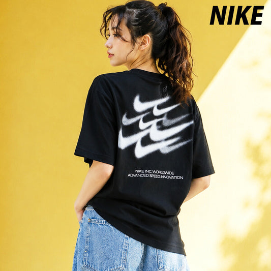 ナイキ 半袖 Tシャツ レディース ブランド NIKE バックプリント ゆったり コットン100 綿100 ビッグシルエット 体型カバー IM6412 010 黒 ブラック ウィメンズ かわいい 大きいサイズ 有 トップス ウォーキング 