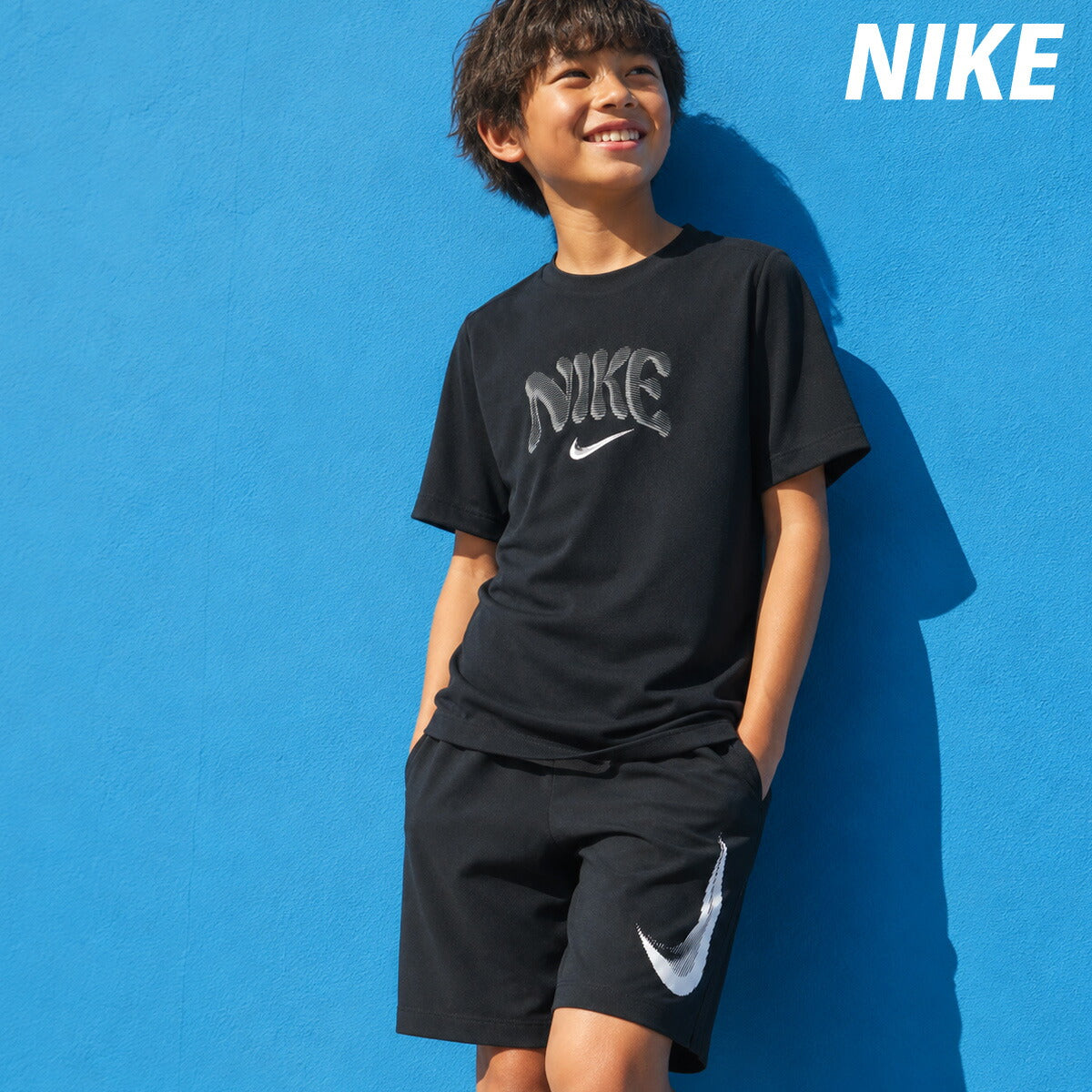 ナイキ Tシャツ ハーフパンツ 上下 セットアップ ジュニア ブランド NIKE 半袖 吸汗 速乾 吸水 ドライ IO0737 010 黒 ブラック 上下セット 男 女の子 キッズ 男の子 プラクティスシャツ プラシャツ