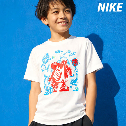 ナイキ 半袖 Tシャツ ジュニア ブランド NIKE コットン100 綿100 シューズボックス IO1995 100 白 ホワイト 新作 男 女の子 キッズ 男の子 スポーツウェア トレーニングウェア スポーツ おしゃれ